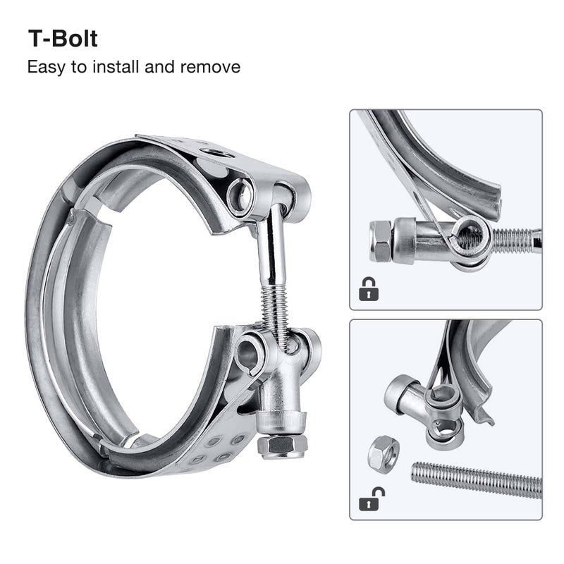 EVIL ENERGY 2.5 Inch V Band Clamp Stainless Steel with Flange Flat Mild Steel - Image 4